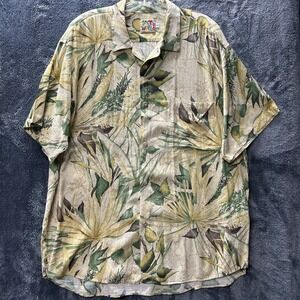 Jams World Mens Size XL Beige Hawaiian Liana Button Up Shirt